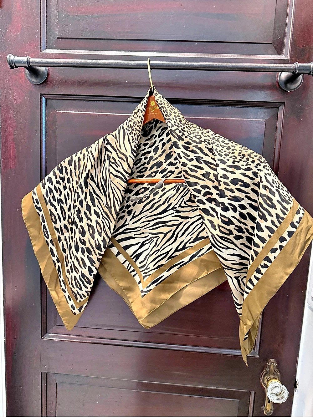 St. Topaz Animal/Cheetah Print Scarf in Brown & Black